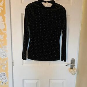 Elegant Black Long Sleeve Top with Dots